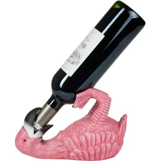 Brubaker Weinflaschenhalter durstiger Flamingo - Flaschenhalter Trinkende Tiere - Flaschenständer lustig - Rosa Vogel Deko Figur Handbemalt Bar Weinzubehör - Witzige Dekoration Wein Geschenk