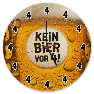 speecheese Kein Bier vor 4! Wanduhr Lustiger Spruch für Büro oder Wohnzimmer Biertrinker Bierliebhaber Bier