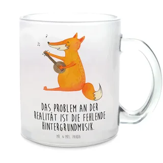 Mr. & Mrs. Panda Teetasse Fuchs Gitarre - Geschenk, Teebecher, glücklich, Glas Teetasse, Musiker, Musik Spruch, Sänger, Sängerin, Musikerin, Teeglas,