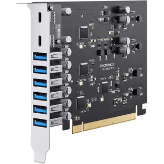 Inateck PCIe USB 3.2 Gen 2 Karte, USB C Power Delivery Laden, 2 USB C Ports und 6 USB A Ports mit 16 Gbps Gesamtbandbreite, KU8212