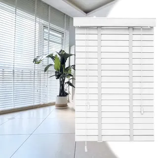 Pxzybd Jalousien Aus Weiß Holz, Horizontal Jalousie, Jalousette Aus Natürlichem Massivholz, Fenster Jalousetten Für Innen Außen, Sonnenschutz/Sichtschutz/Atmungsaktive Vorhänge,W×H-90x120cm/35.5x47in