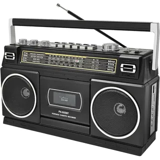 Kassettenspieler mit Bluetooth & Radio (AM/FM/SW) | Digitalisierung von Kassetten auf USB | Stereo Sound,10W, Kassettendeck, USB/TF-Wiedergabe, Netz-/Batteriebetrieb Boombox, Kopfhöreranschluss