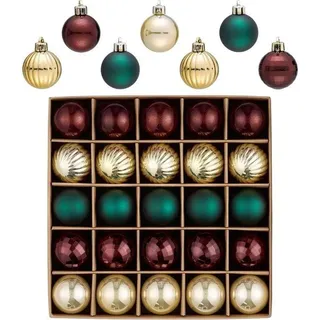 Famanu Mini Weihnachtskugeln 25er Set - Rot, Grün und Gold