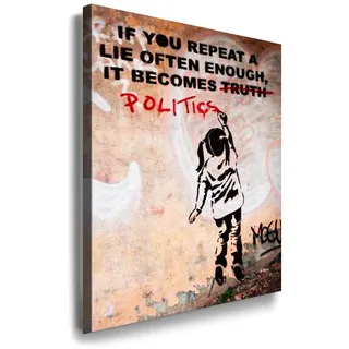 Banksy Wandbild - Leinwandbild 100x70cm k. Poster ! Bild fertig auf Keilrahmen ! Pop Art Gemälde Kunstdrucke, Wandbilder, Bilder zur Dekoration - Deko / Top 100 "Banksy" Bilder - Graffiti / Street Art Kunstdrucke