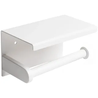 NIKCORP - Toilettenpapierhalter mit Ablage, Klopapierhalter Gebürstet Edelstahl, Klorollenhalter WC Papier Halterung, Toilettenpapierrollenhalter Wandmontage für Badzimmer - Weiß glänzend