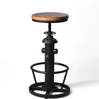 Industrielle Barhocker, Kücheninsel, Esszimmerstühle, drehbar, Holzsitz, Bartheke, höhenverstellbar, 63,5–78,7 cm