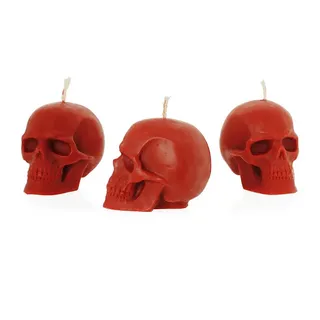 Nklaus - 3x Kerzenset Totenkopf Rot aus biologichem Bienenwachs - Gothik Kerze bunte Figurenkerze - Skull - Halloween - Ritualkerze Tropfkerzen 36313