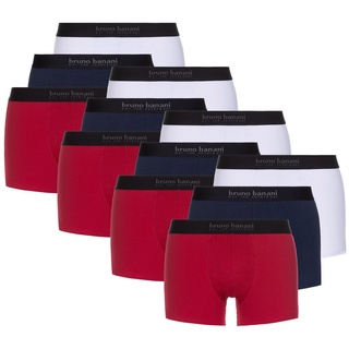 Bruno Banani Herren Boxershorts, Vorteilspack - Energy Cotton, Baumwolle, einfarbig mit schwarzem Bund rot/blau/weiß L (Large) 12er Pack (4 x 3P)