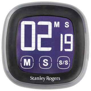 Stanley Rogers LED-Touch-Kurzzeitwecker, Timer mit beleuchtetem LED Touch Display, magnetischer Küchenwecker, digitaler Küchentimer (Farbe: Schwarz/Grau), Menge: 1 Stück