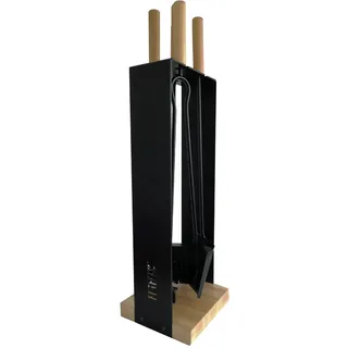 FireFix Kaminbesteck 5-teilig Holz und Stahl 19 x 19 x 69 cm Schwarz