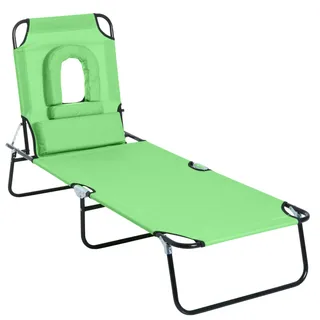 Outsunny Sonnenliege Klappbar Gartenliege mit Lesefenster bis 120 kg