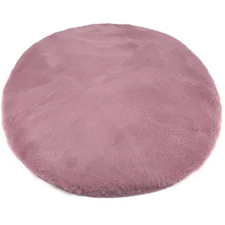heimtexland Fellteppich Hochflor Teppich Rabbit 90 rund Hasenfell-Imitat, rund, super weich I Bettvorleger I Kinderzimmer-Teppich I waschbar rosa