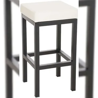 DELUKE® Barhocker KIEL - Creme, Kunstleder, Stahl, 85cm Höhe | Barhocker ohne Lehne Barstuhl Tresenhocker Tresenstuhl Kneipenhocker Kneipenstuhl