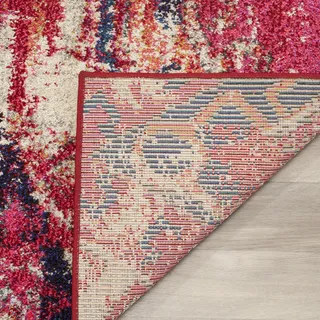 SAFAVIEH Boho Teppich für Wohnzimmer, Esszimmer, Schlafzimmer - Monaco Collection, Kurzer Flor, Magenta und Multi, 200 x 200 cm