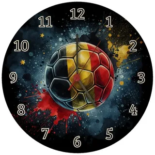 speecheese Wanduhr Fußball Belgien Flagge Wanduhr aus MDF 26,5 cm