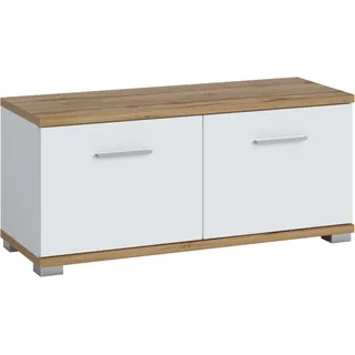living charm Sitzbank Hola Eiche Wotan Nachbildung weiß Hochglanz 90 x 40 x 34 cm