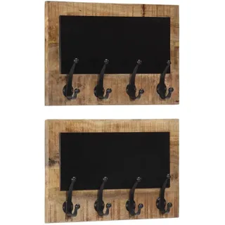 vidaXL Wandgarderobe 4 Haken Massivholz Mango