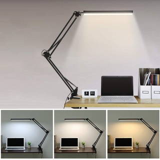 Freetoo LED Schreibtischlampe, 420LM Schwenkarm Architektenlampe, Büro Tischlampe mit 3 Farb Helligkeitsstufen, Augenschutz Schreibtischlampe