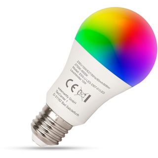 essentials Smart Home WLAN Glühbirne, 10 W, E27 Fassung, unterschiedliche Farben, LED Lampe steuerbar über Alexa und Google Home