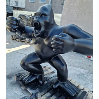 Casa Padrino Luxus Deko Skulptur Gorilla Affe Matt Schwarz 214 x 100 x H. 185 cm - Riesige XXL Deko Skulptur - XXL Deko Figur - Luxus XXL Tierfigur