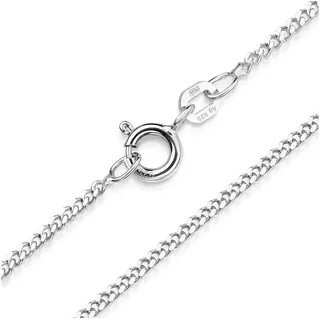 Materia Kette ohne Anhänger Flache Panzerkette Silber 1,7mm K91, aus 925 Sterling Silber silberfarben 55 cm