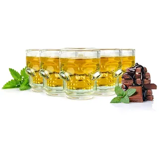 Sendze 6er Set Totenkopf Schnapsgläser 4cl – Shotgläser im Skull Design für Partys & Feiern – Robuste Stamper für Vodka, Tequila & Likör – Spülmaschinengeeignet, Schädel Schnaps Shots Gläser