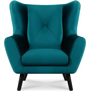KONSIMO® Ohrensessel MIRO Sessel mit Armlehne, bequemer Schaumstoff im Sitz,wasserabweisender Oberstoff blau