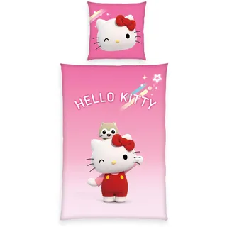 Herding Hello Kitty Wende-Motiv Rosa 135 x 200 cm + 80 x 80 cm