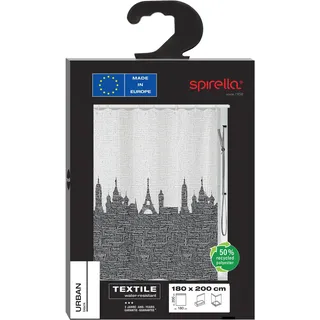 Spirella Duschvorhang Urban 180 x 200 cm schwarz-weiß
