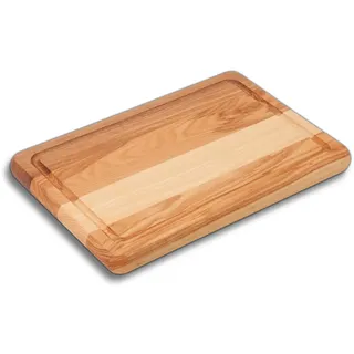 HOFMEISTER® Schneidebrett Eiche massiv – Holzbrett mit Unikat-Maserung, klingenschonend, Handarbeit – mit Saftrille, 30 x 20 x 2 cm