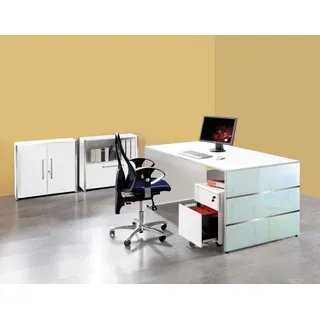 KERKMANN Schreibtisch Schreibtisch Lugano Glas BxT 160x80cm weiß weiß