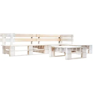 4-tlg. Garten-paletten-sofagarnitur Holz Weiß - Vidaxl