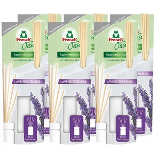 FROSCH Raumduft 6x Frosch Oase Raumerfrischer Lavendeltraum Nachfüllpack 90 ml