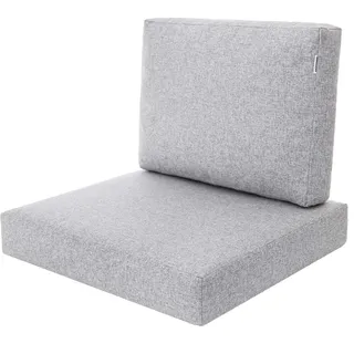 PillowPrim Kissen Set für Rattan/Korbsessel, Rückenlehne Sitz, Sitzkissen Outdoor Sitzpolster Gartenstuhl, Sitzauflage Rattan-Stuhl, 60x55x40 cm - Aschegrau