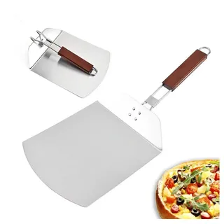 XDeer Backstein Pizzaschaufel,Pizzaschieber Pizzaheber,platzsparendes Holz, -Griff,Pizzaheber Brotschieber für Pizzabäcker (Klappbarer Griff) rot