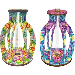 CXINLky Diamond Art Painting Blumenvase, Kreativ Diamond Art Mandala Reagenzgläser mit Bürste, Reagenzglas Vase für Hydrokultur Pflanzen, Tisch Hause Büro Wohnzimmer Deko-2 Stuck-A