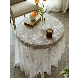 Rechteckige Tischdecke, Runde Spitzentischdecke, Kleine Runde Tischdecke, Skandinavische Weiße Retro-tischdecke, Desserttischdecke, Tischüberzug – Weiße Retro-spitze, Runde Tischdecke (140 Cm Durchmes