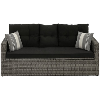 Dehner Gartenlounge-Set Sitzbank Föhr, 178 x 84 x 75 cm, Praktisches Loungesofa mit viel Stauraum und einer klappbaren Ablage grau
