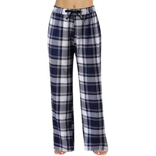 Karierte Schlafhose Damen Pyjamahose Damen Freizeithose Lang Schlafanzughose mit Taschen und Kordelzug Fitness Stretch Drawstring Hosen Pyjamahose Damen Kariert Schwarz Weiß Weites Bein (1-White, M)
