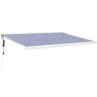 furnicato Markise Einziehbar Blau und Weiß 4x3 m Stoff und Aluminium (1-St) bunt