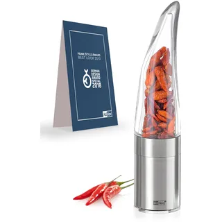 AdHoc Chilischneider Pepe – Manuelle Chilimühle & Gewürzmühle für getrocknete Chili, mit Edelstahl-SchneidWerk, kompakter Chili Zerkleinerer, Handmühle, aromaschonend, für Küche & oder als Geschenk