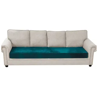Rosnek Sofahusse 1-4Sitze, Stretch, Samt, Couch Sitzbezug, Sofa Sitzkissenbezug, Sitzkissenschutz Abdeckung blau 210 cm