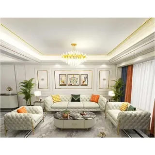 Sofagarnitur 3+2+1 Sitzer Garnituren Leder 3tlg Wohnzimmer Set Polster