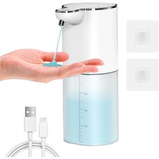 Automatischer Seifenspender Wandbefestigung,Gcstnn 400ml Flüssigseifenspender USB-C Aufladung Elektrischer Sensor, mit 4 einstellbare Stufen, IPX5 Wasserdicht Für Küche,Bad,Schule,Hotel