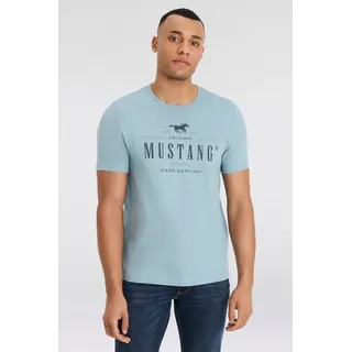 MUSTANG T-Shirt MU Style Alex C Print Kurzarm-Design, bequeme Passform, bedruckte Optik blau M (48/50)