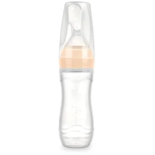 Squeeze Fütter-Flasche mit Löffel - Peach