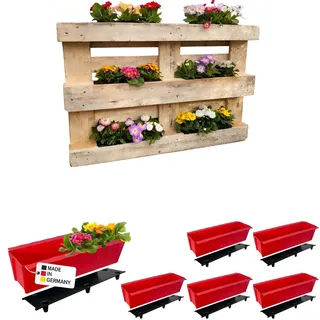 Paletten Blumenkasten Einsatz 37,3 cm Rot 6er Set Bewässerungsmatte Einsatz