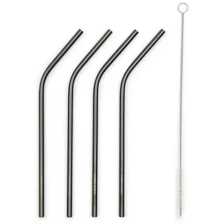 Rivièra Maison Trinkhalme Rivièra Maison Set Happy Straws Metal 4 pieces Metallstrohhalme schwarz