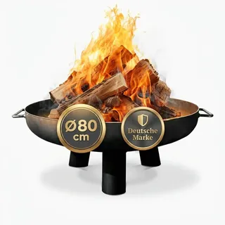 SOUK ONE Feuerschalen Kreta 80 cm, Feuerschale Feuerstelle für den Garten, Funkenschutz, Terrasse und Balkon, Feuertonne und Feuerkorb (Ø 80cm Kreta)