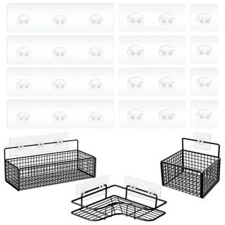 WY LIGHTING LEVEL 12 Stück Dusch Caddy Klebe Ersatz Stark Klebende Aufkleber Haken für Eck Dusch Caddy Badezimmer Regal Korb Seifenschale Hängehaken Küchenzubehör Ohne Bohren